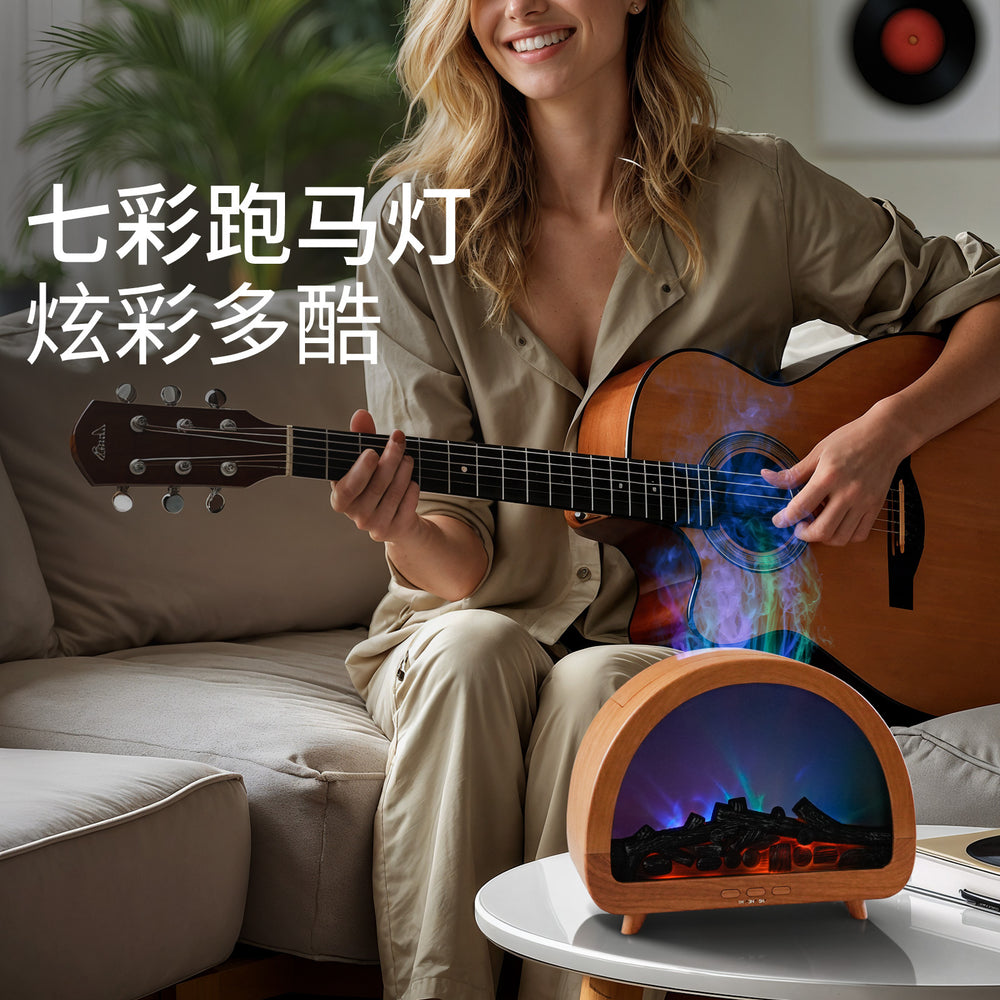 Portable humidifier large mist fireplace flame aromatherapy machine for home office desktop essential oil automatic fragrance diffuser machine