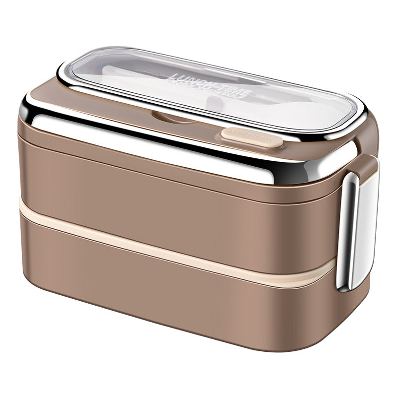 304 stainless steel thermal insulation lunch box Office workers bring rice bento box Student thermal insulation box Double-layer divided lunch box wholesale