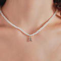 new arrival imitation pearl necklace niche style design 26 english letter pendant necklace classy sense collarbone chain necklace