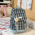 Vintage mori girl style plaid backpack - high school girl's chic rucksack - korean style large capacity fashionable versatile backpack
