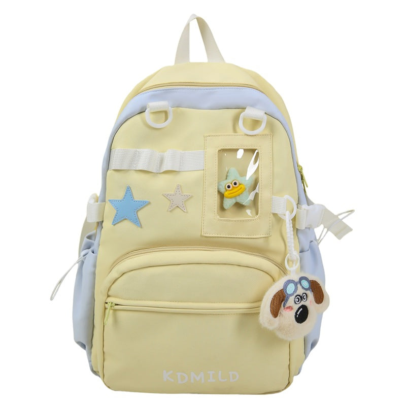 Small fresh nylon backpack girl 2025 new trendy college student schoolbag large capacity cute travel backpack