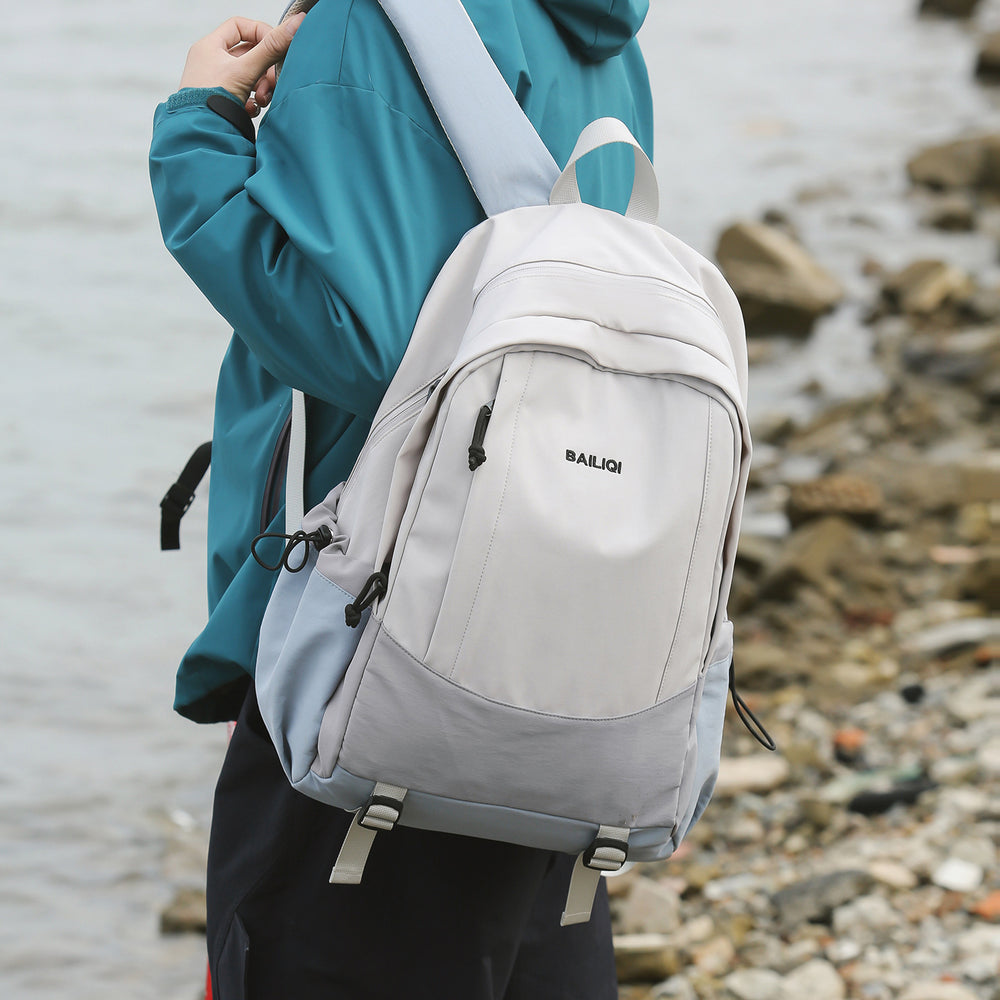 Outdoor backpack color block student backpack college style casual outdoor travel college student schoolbag lightweight backpack for men