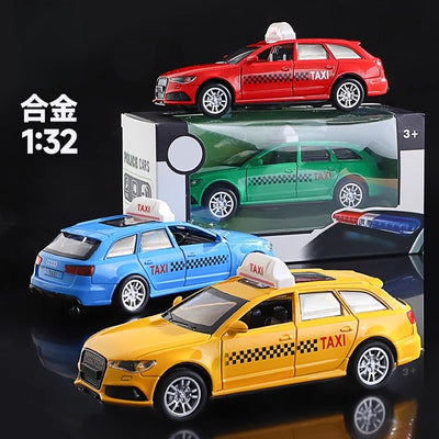 Large alloy taxi kids toy - realistic taxi car model with opening doors - ride-hailing vehicle toy for boys