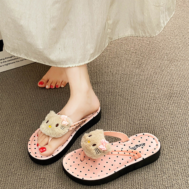 Summernew arrival cartoon cute style thick sole flip-flops women's outwearfashioneasiest for match beach flip-flops women's sandals