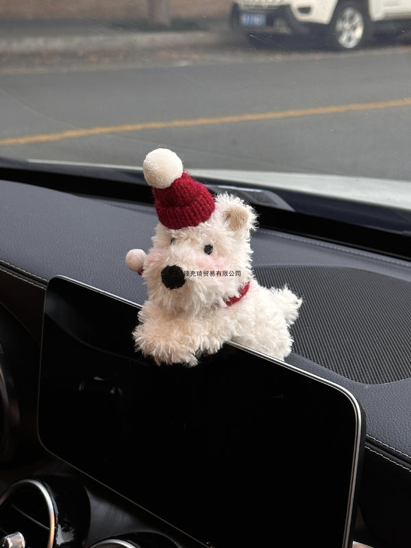 West Highland Car Screen Ornament Scribbled Puppy Car Embrace Central Control Screen Decoration Car Ornaments Christmas Gifts