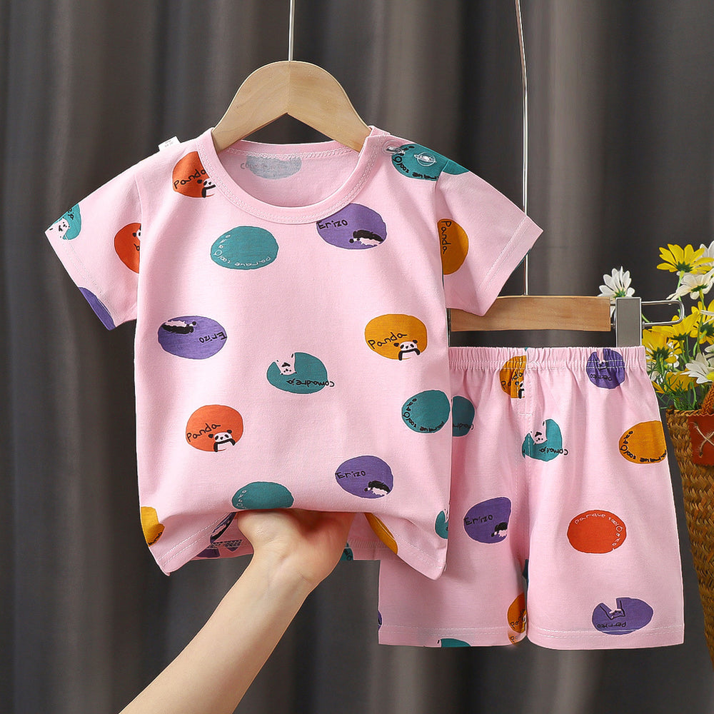 Kids' short-sleeve and shorts set - toddler & children's summer pure cotton underwear - boys' & girls' crew neck t-shirt