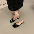 Versatile summer women's sandals - in-stock korean & french style butterfly knot color block low heel wedge comfort sandals
