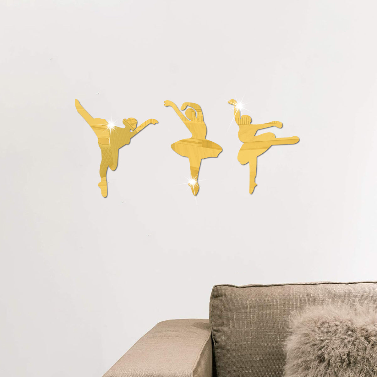 Ballet girl   mirror three-dimensional 1mm acrylic wall sticker dance classroom room decoration sticker
