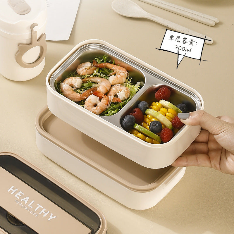 304 stainless steel bento box office worker large-capacity portable lunch box food grade student double-layer thermal insulation lunch box