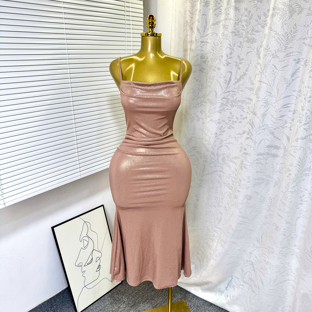 Summer sexy sheer suspender dress - elegant, backless, new arrival - slim fit, low-cut maxi dress