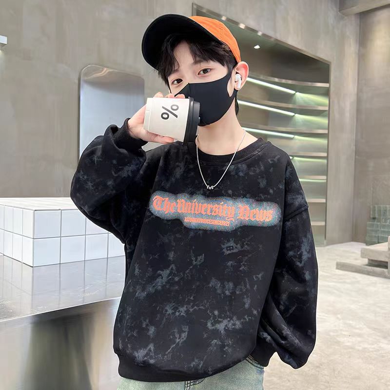 Kids' boys' sweatshirt - spring/autumn  new arrival - trendy & cool boy's crew neck beige tie-dye long sleeve base layer top