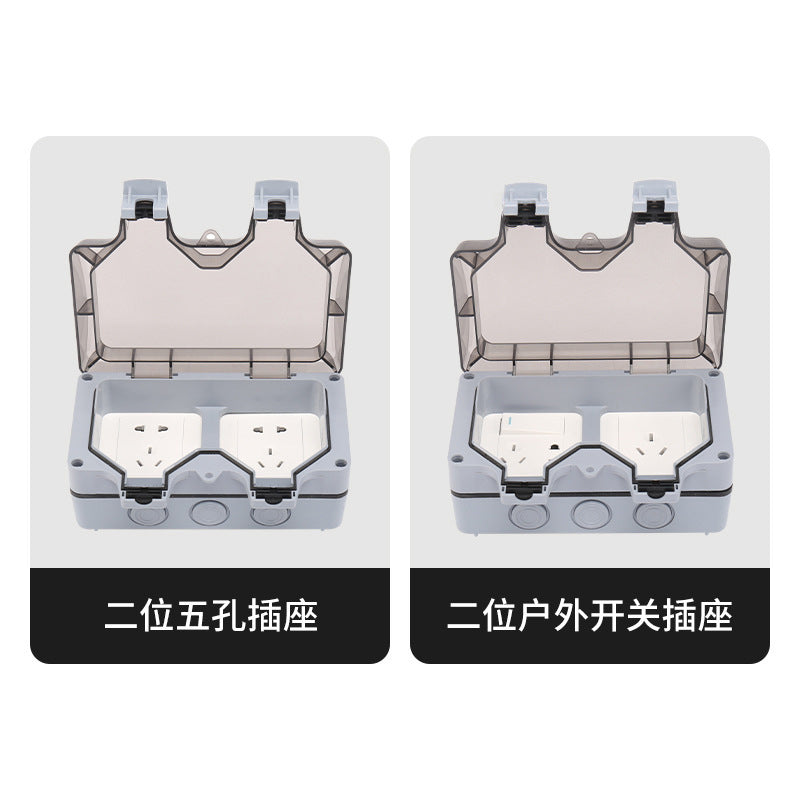 Indoor and outdoor surface socket waterproof box double socket smart toilet integrated battery car charging waterproof socket