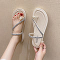 Summer new arrivals: french-inspired flat sandals for casual getaways - stunning, ethereal style, women's outdoor fashion slides with rhinestone accents