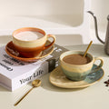 Afternoon tea office ceramic mug stylish kiln-turned retro style embossed milk coffee cup tea cup water cup