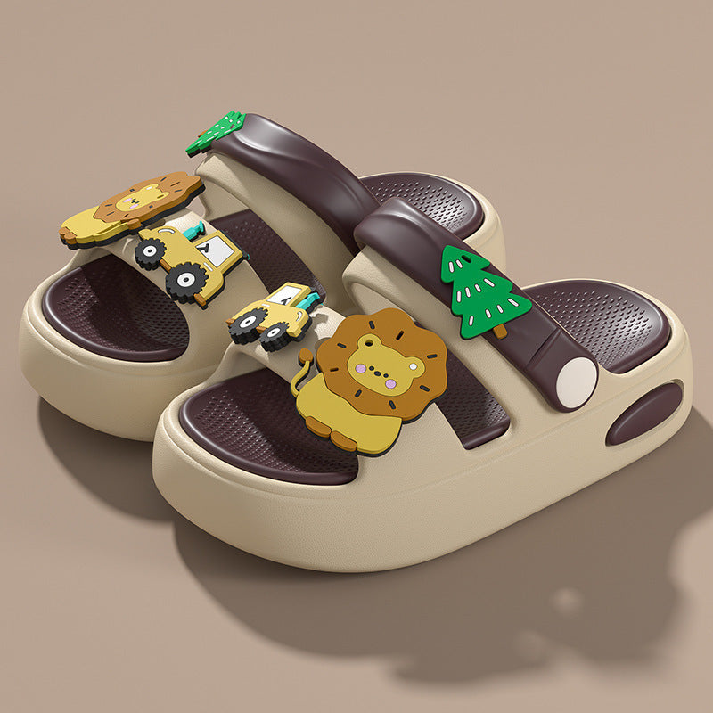 Cartoon kids' slippers - summer baby beach shoes, non-slip sandals for children, boys' indoor slippers, vietnamese shoes for boys