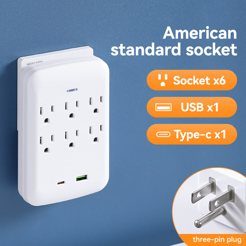 supply of american standard 110v converter socket usb+type-c fast charging strip socket slot expansion multi-hole