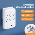 supply of american standard 110v converter socket usb+type-c fast charging strip socket slot expansion multi-hole