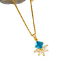 New japanese and korean style copper inlaid zircon blue zircon necklace, earrings, and ring set - unique design, high-end fashion, sweater chain jewelry