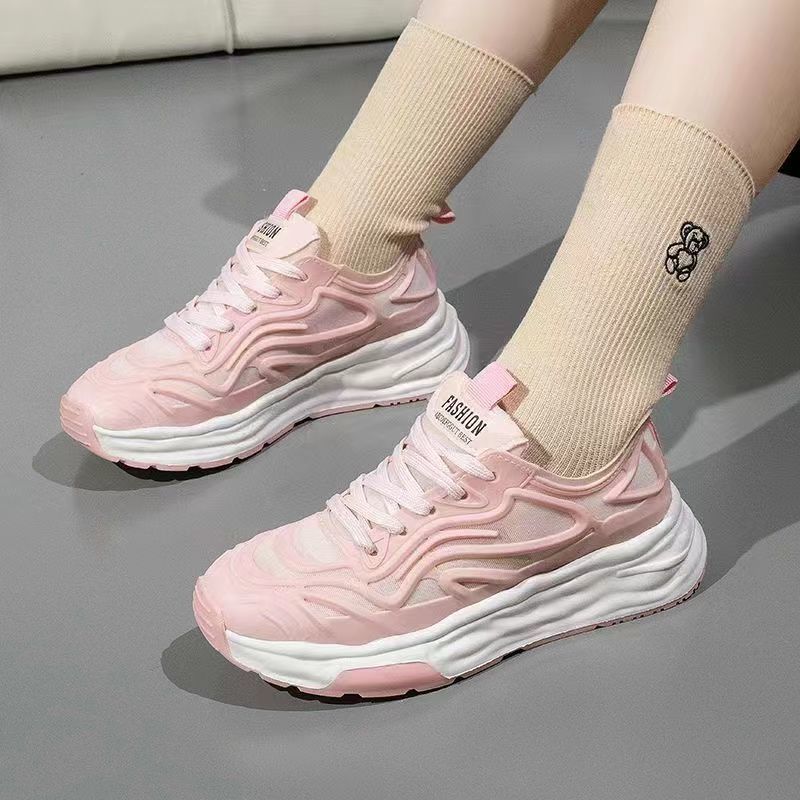 2024 four-season breathable mesh dad shoes Korean version of women's versatile sports and leisure shoes non-slip soft sole women's tide