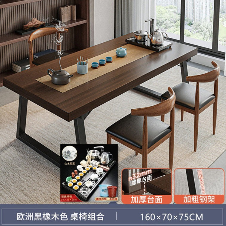 Solid wood color tea table and chair combination, one table and five chairs, tea table, new chinoiserie negotiation office large board tea table, coffee table