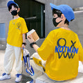 Boys' summer outfit set: trendy  new arrival, stylish summer short-sleeve tracksuit for older boys, street-style fashion brand