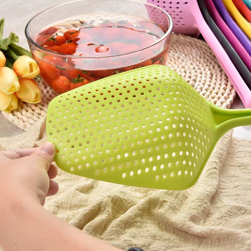 Large all-in-one long handle grid spatula, plastic ice spatula, water-proof spatula, draining spatula, draining spoon