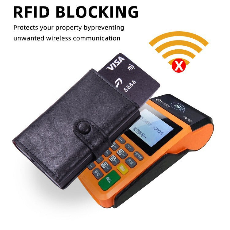 Cross-border  Metal Card Box Wallet Men's RFID Multi-Card Position Anti-Degaussing Card Bag Aluminum Alloy Business Card Holder