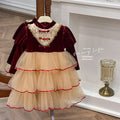 Girls' dress autumn new arrival red birthday dress lolita princess dress little girl puffy cake dress trendy