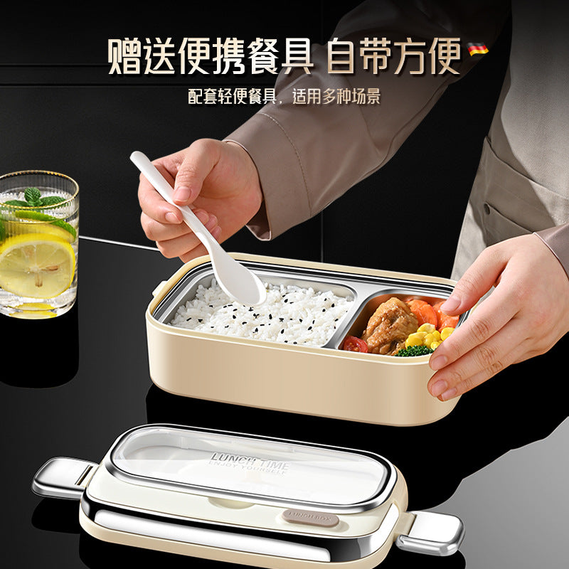 304 stainless steel thermal insulation lunch box Office workers bring rice bento box Student thermal insulation box Double-layer divided lunch box wholesale