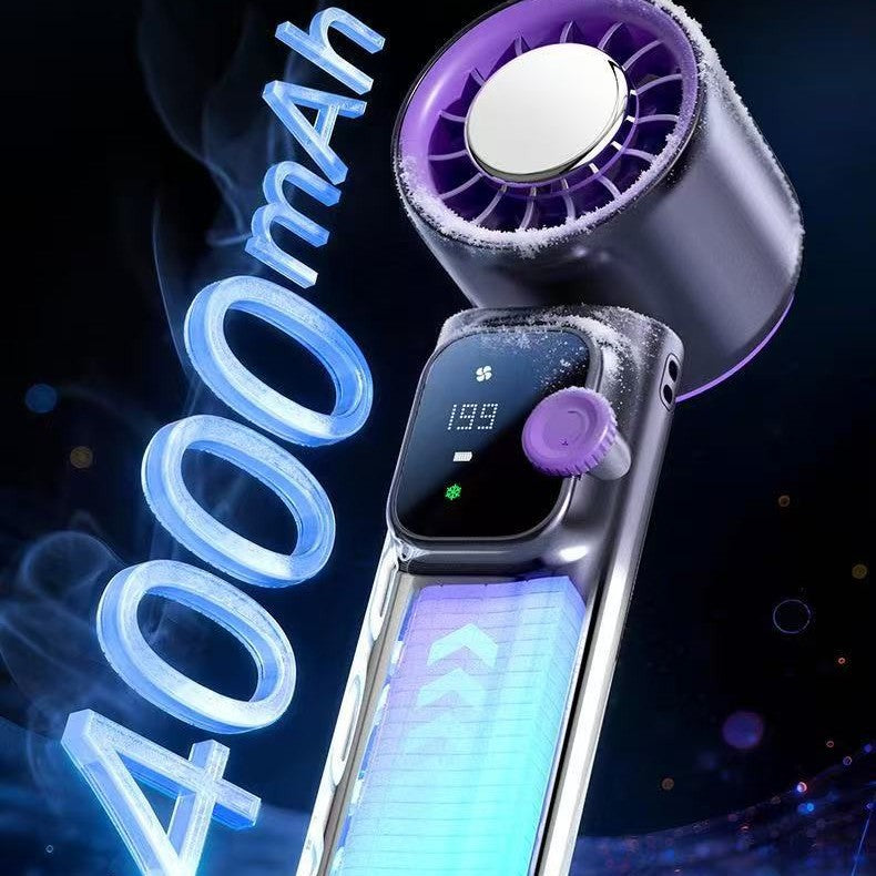 2026 new handheld neck fan with digital display, usb rechargeable, mini portable outdoor camping fan - powerful wind, low power consumption