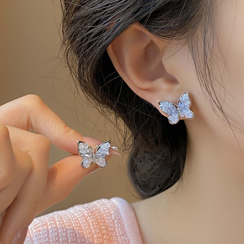 Ins style pearl earrings for women 925 silver needle niche design butterfly earrings accessible luxury high-end earrings earrings earrings
