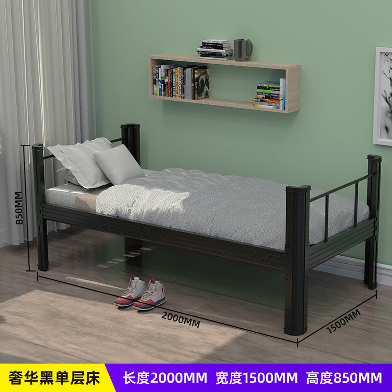 Double bunk bed, ideal for student dorms, employee housing, or hotel/apartment dormitories. features a sturdy iron frame and is suitable for both upper and lower bunks