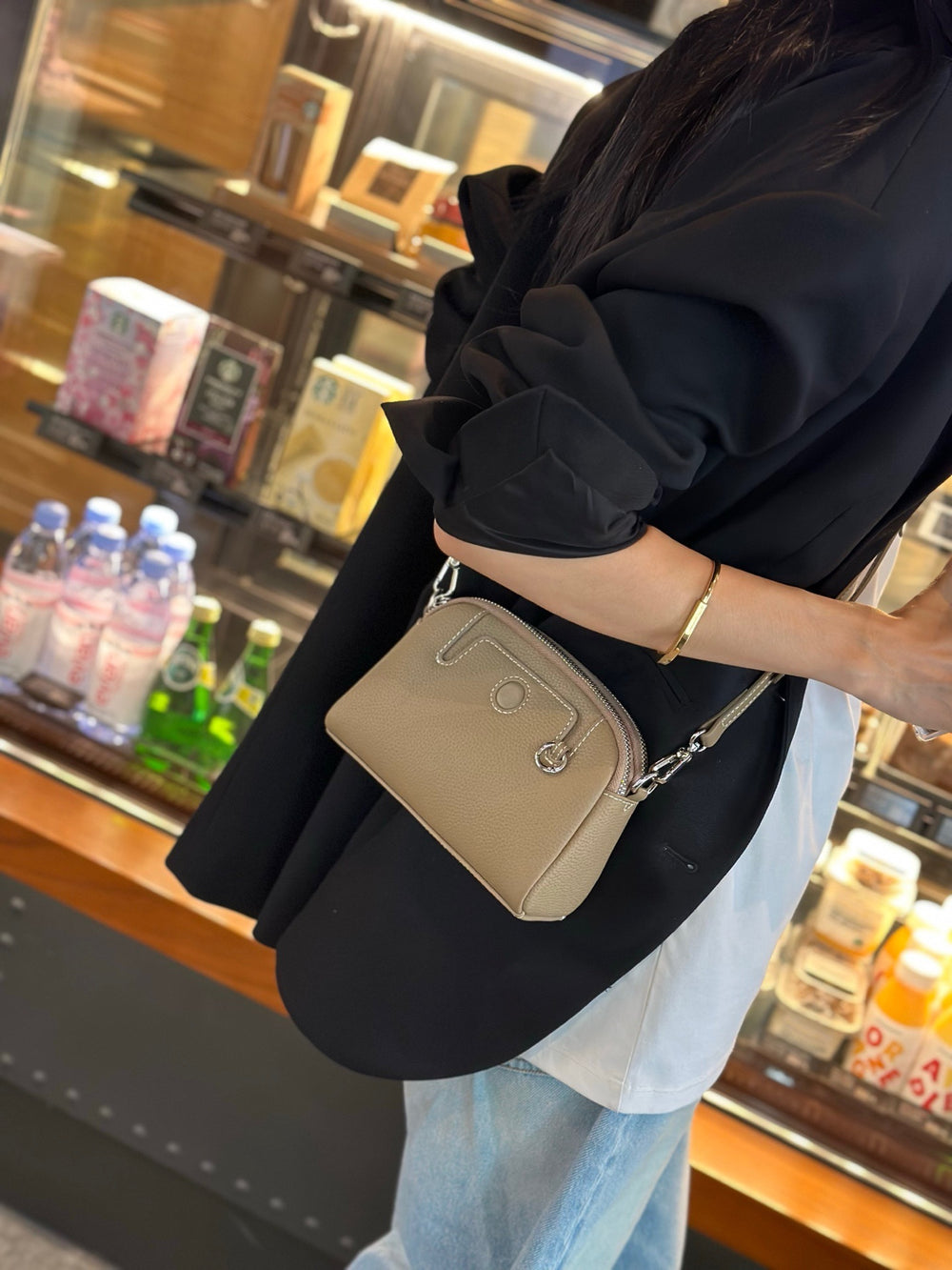 Tc genuine leather women's bag coin mobile phone bag 2025new arrival mahjong bag first layer cowhide single mini shoulder crossbody bag
