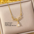 [copper inlaid with zirconium] new style full diamond bow and wheat ear necklace for women, exquisite high-end accessible luxury versatile clavicle chain jewelry