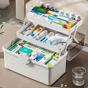 Multi-layer home medicine cabinet - extra large capacity, organized storage for medications, first aid kit for kids and family, medical supplies organizer