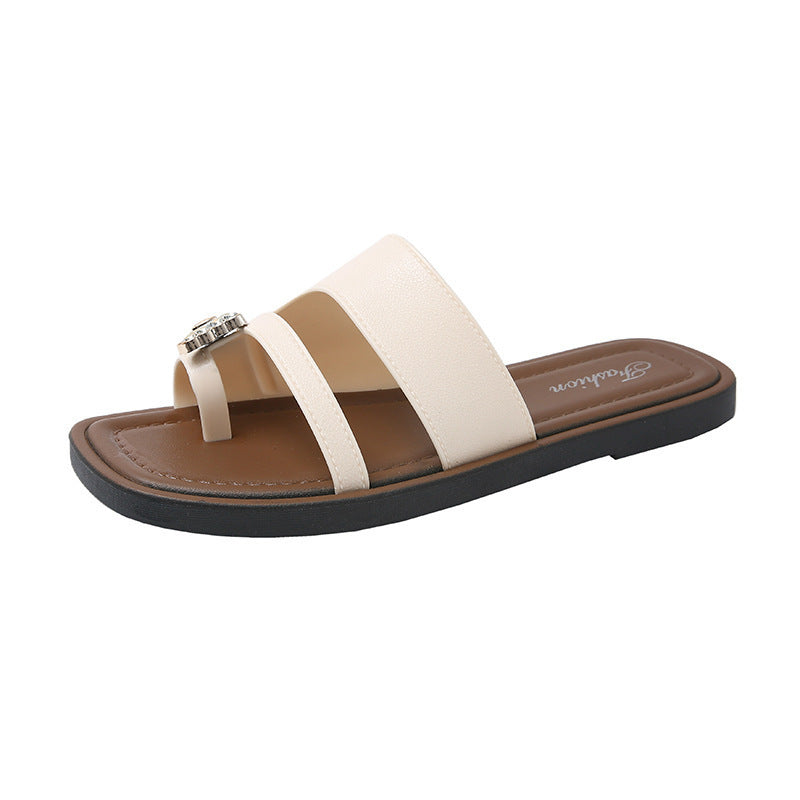 Women's slip-on thong sandals - new spring/summer 2025 korean style retro casual vacation roman sandals