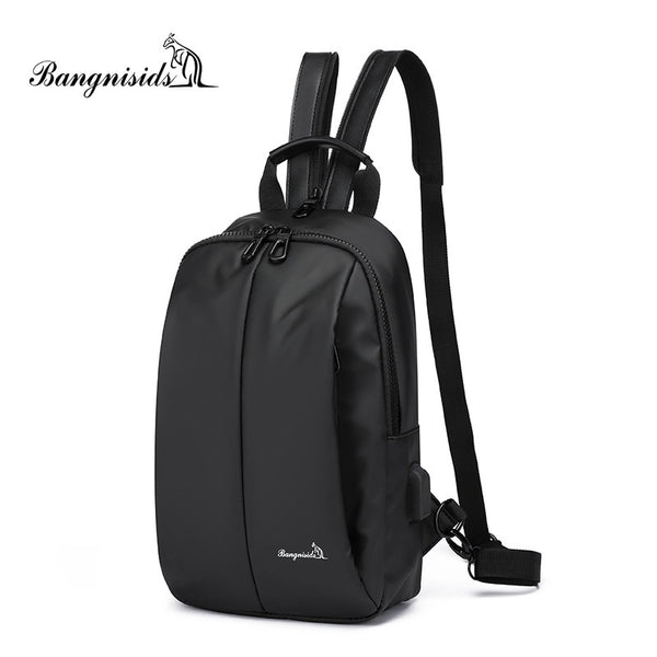 Spring messenger bag new, men's breast bag fashionable casual oblique backpack waterproof leather film small satchel versatile breast bag
