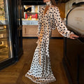 cross-border e-commerce women's fashion: european and american summer new arrivals - vintage polka dot v-neck puff sleeve bodycon dress
