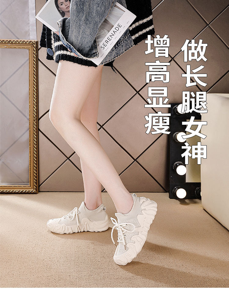 Spring & fallnew arrivaleasiest for matchtrendycasual sports running shoes soft flatsnon-slip flying woven socks breathable mesh women's shoes