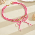 Dopamine necklace wholesale fashion cross-border new jewelry bows colorful summer easiest for match beaded sweater chain women