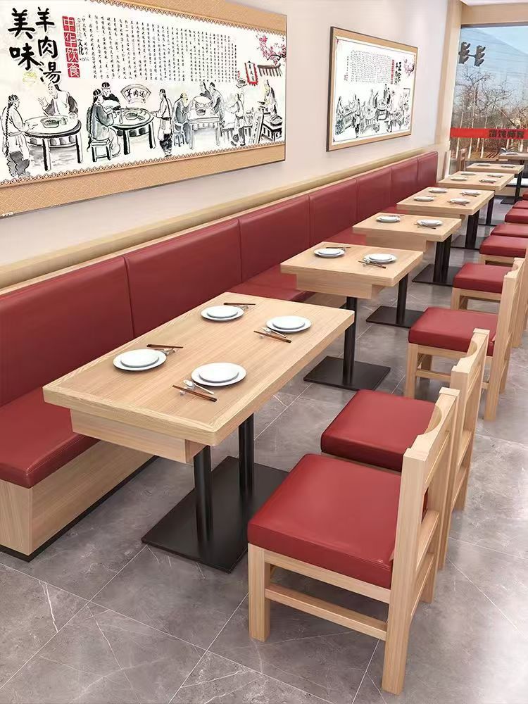 Mizumura bibimbap same style catering restaurant solid wood stool restaurant table and chair combination commercial noodle shop fast food table table
