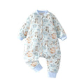 Baby muslin swaddle sleep sack - bamboo fiber, spring/summer, unisex, split-leg design, newborn zipper closure, front 6-layer, back 4-layer