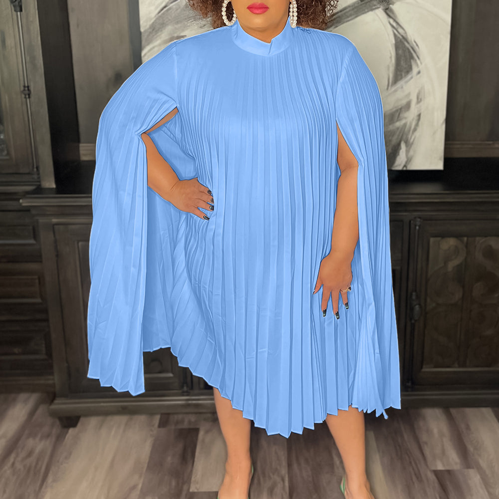 C8546 european and american women's clothing  new fashion elegant cape loose pleated plus size african dress