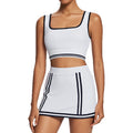 New color block active skort - anti-exposure tennis skirt, running, fitness, yoga skirt with built-in bra - tennis outfit set