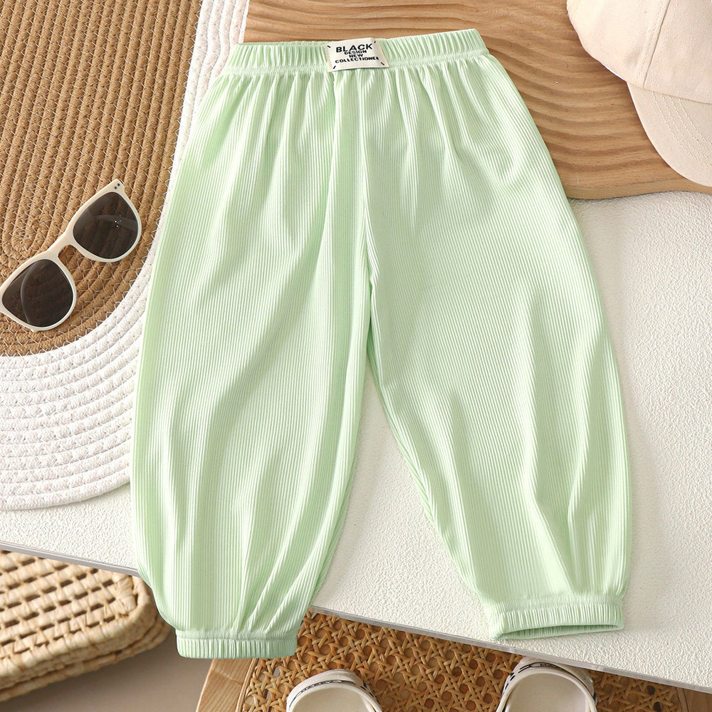 Kids anti-mosquito pants summer baby ice silk bloomers pants medium large children thin sports pants boys and girls casual nine-point pants