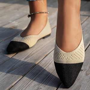 Amazon  autumn new european and american export plus size flyknit pointed toe flat loafers women's moccasins casual shoes