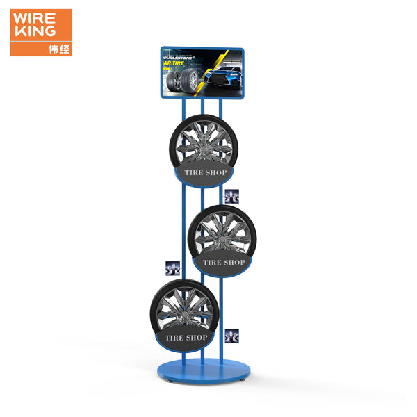 Customized auto parts display stand Dealer tire hub display stand 4S shop tire rack to map customization