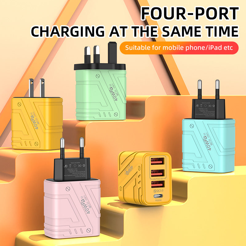 exclusive 3usb+pd mobile phone charger, multi-u port european and american standard british standard four-port fast charging head, new plug