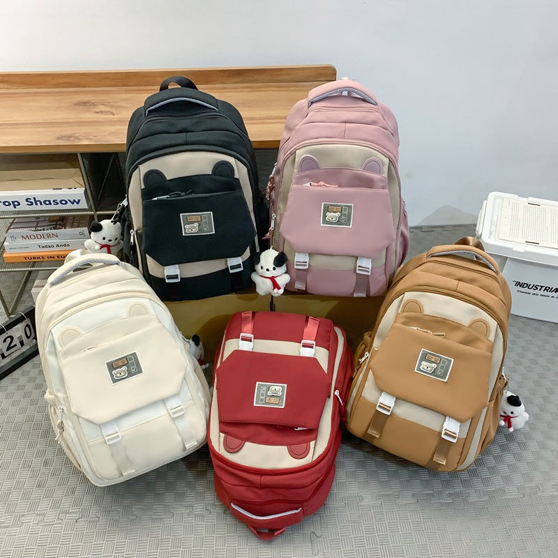 New schoolbag female college student high school student girl backpack simple burden reduction large capacity boys backpack