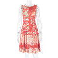 Fashion style cross-border trendy printing women's waist pleated a-line skirt silm round neck sleeveless new arrival short dress